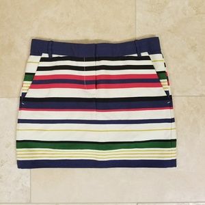 J. Crew Multicolored Striped Mini Skirt, Size 0